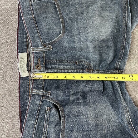 Wrangler Denim Jeans Men's "34" SLIM STRAIGTH Leg Blue Medium Wash Work Casual - Picture 11 of 14